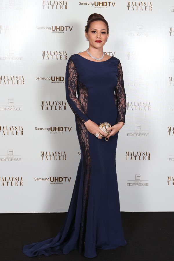 Elyna Effendi in a beautiful lace dress (2013)