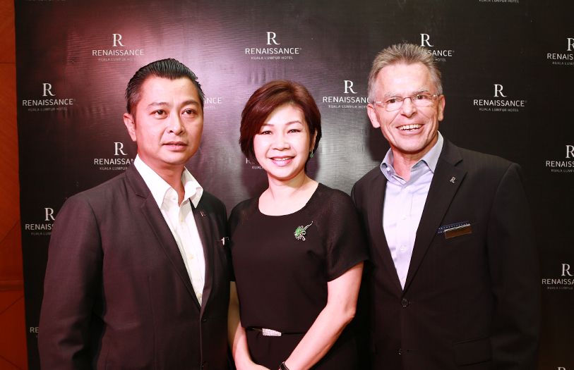 (L-R) Renaissance KL director of event management, Nicholas Poh; Renaissance KL director of sales and marketing, Ivy Ng; and Robert Frager