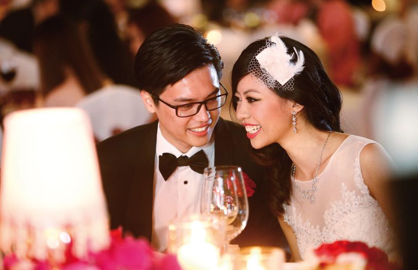 Justin Law and Kathleen Wong sharing an intimate moment