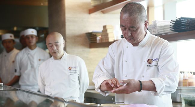 Chef Nobu Matsuhisa preparing sushi at Nobu Kuala Lumpur