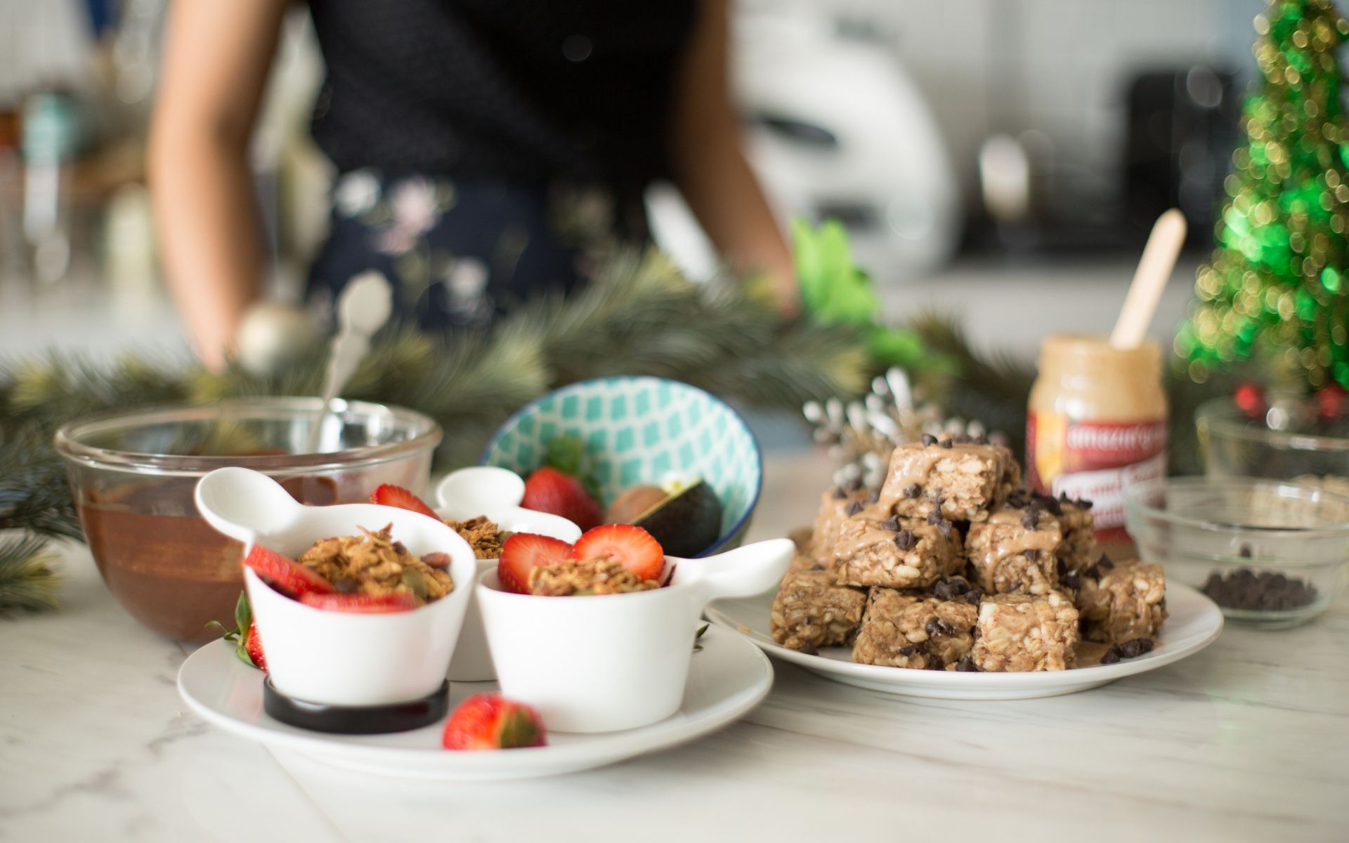 A healthier chocolate mousse and caramel pecan almond butter bites will impress everyone this Christmas