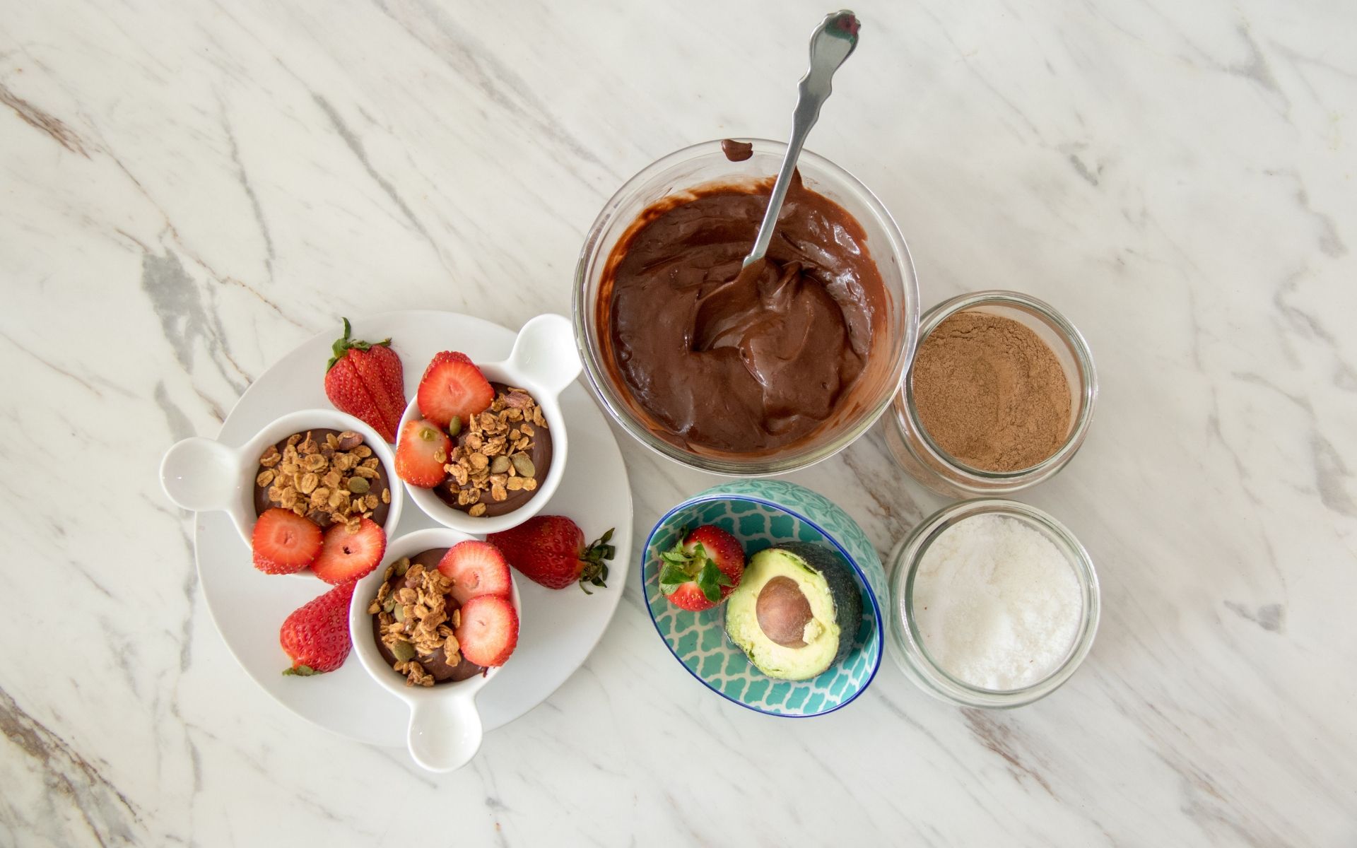 Sheer perfection: A chocoholic's guiltless indulgence with this chocolate avocado mousse topped with Amazin' Graze gingerbread granola