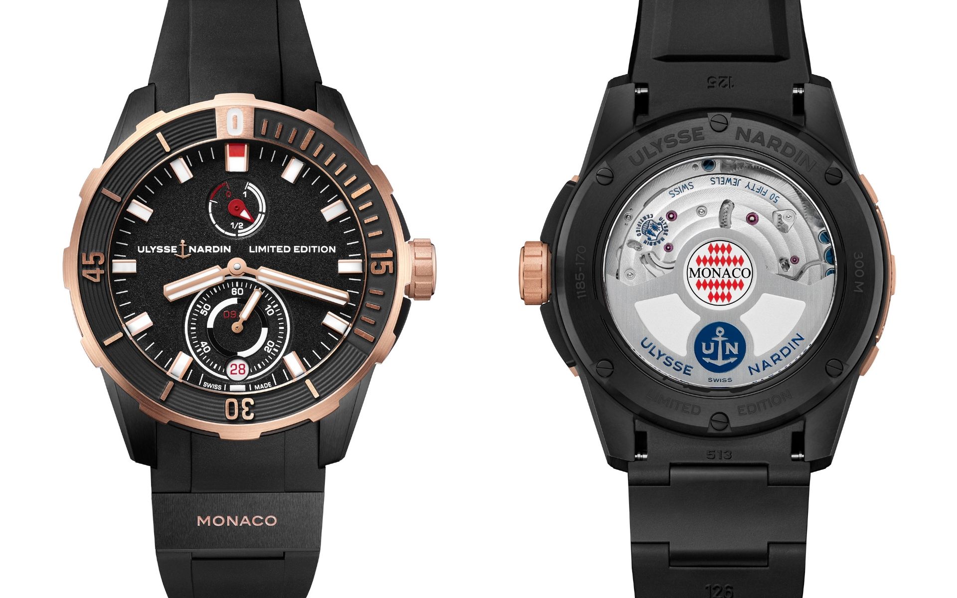 The front and back of the Diver Chronometer Monaco Limited Edition