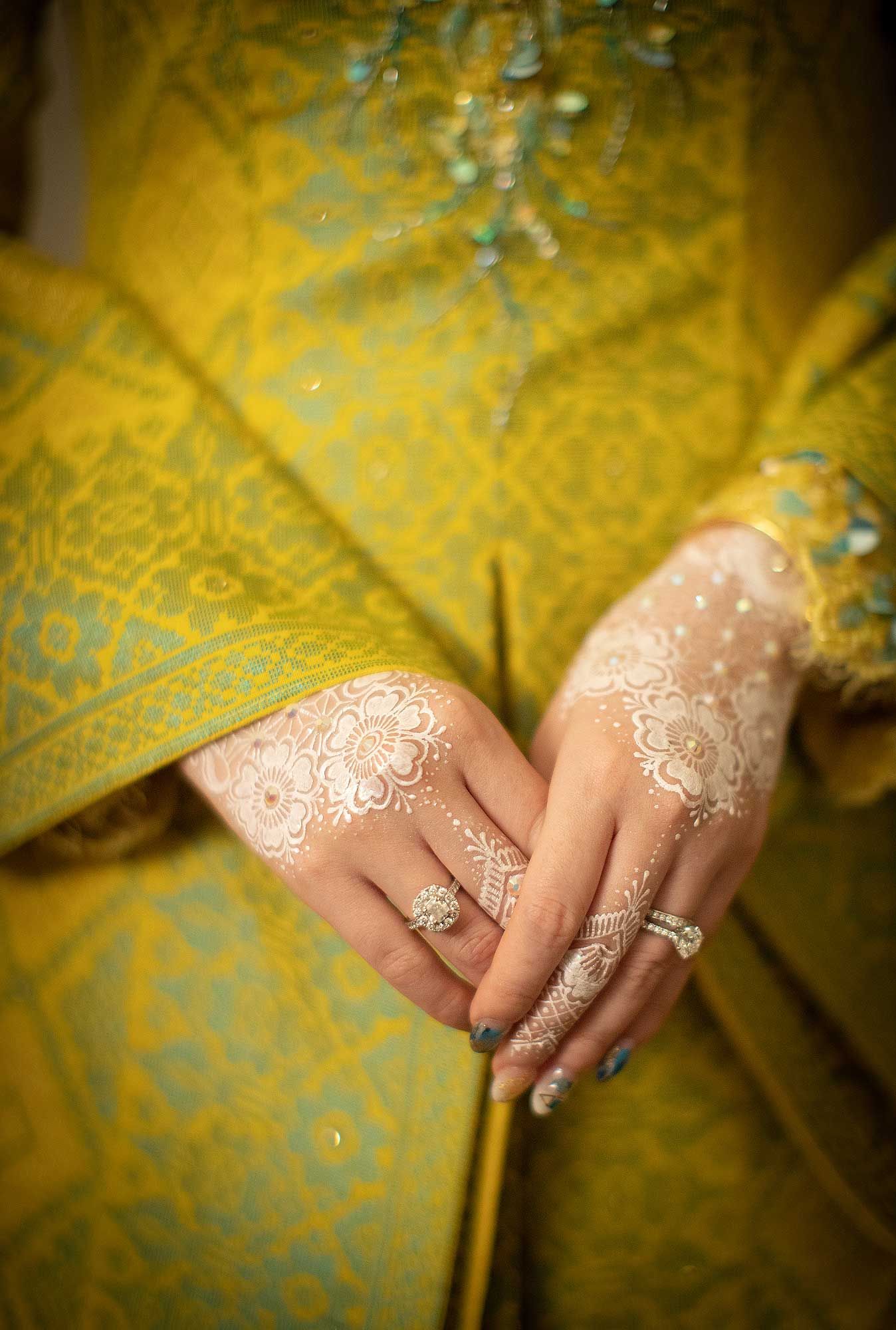 Both the bride and groom wore bridal songket.