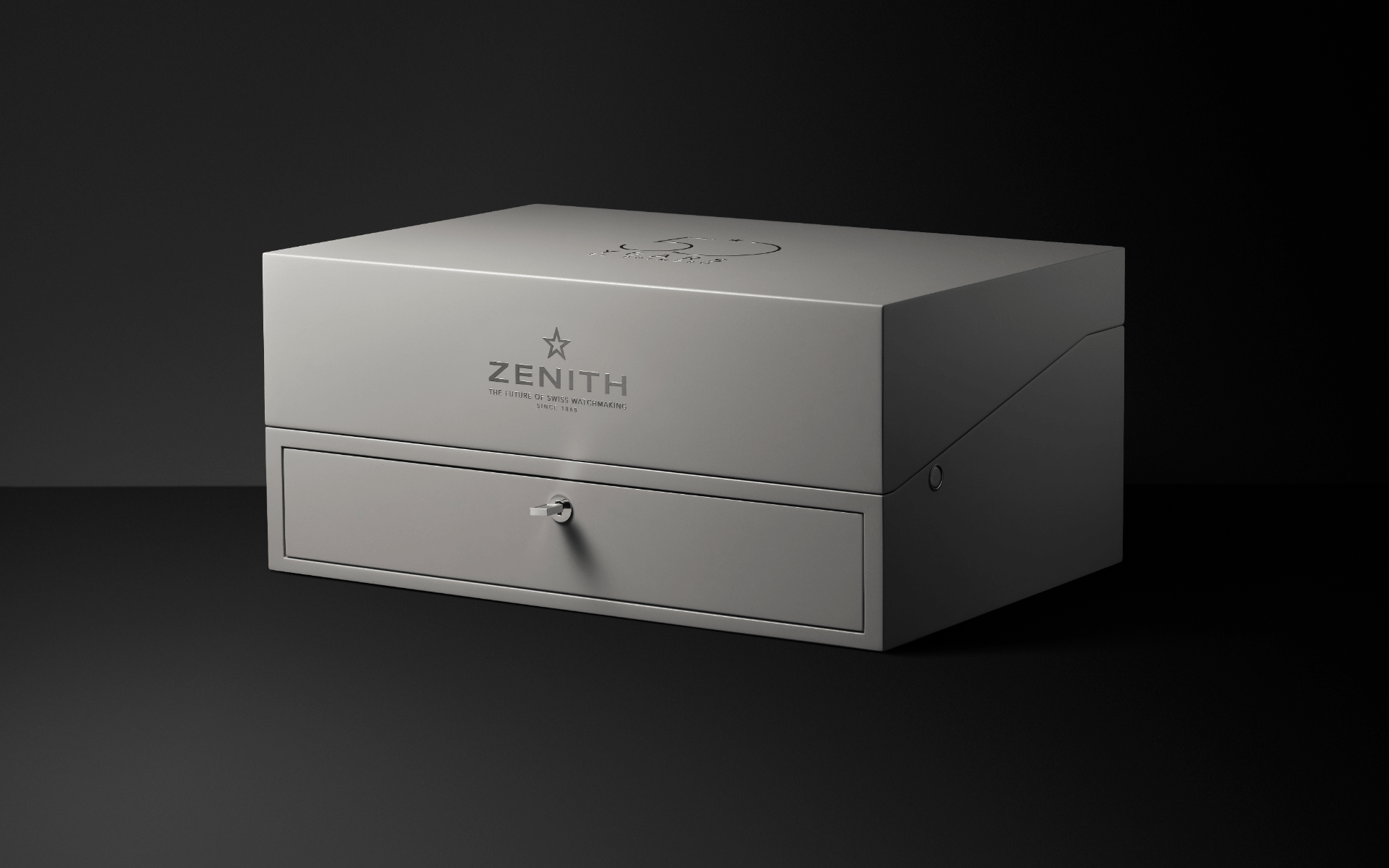 The presentation box in grey