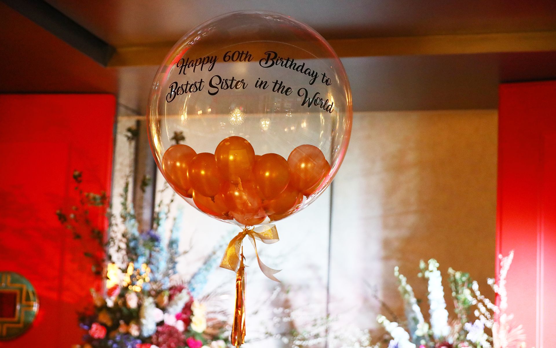 Anna Cheng's balloon bouquet for her sister, Vivienne Cheng
