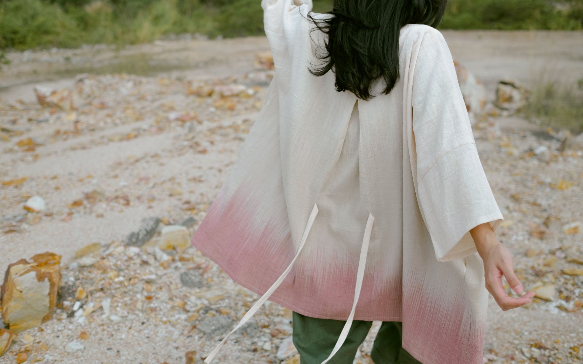 Beige cardigan with plant-based red dye (Photo credit: Real.m)