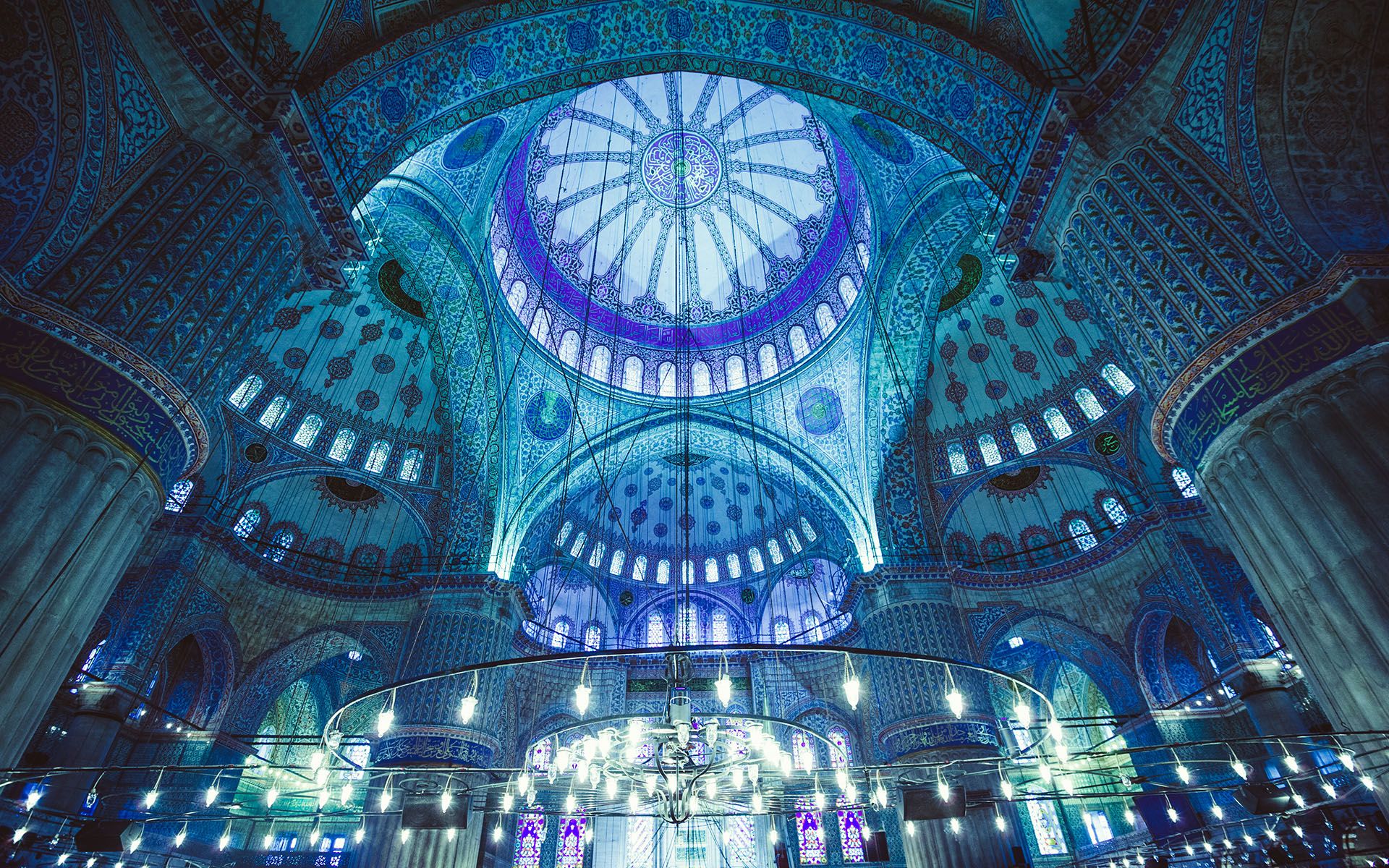 Interior of the Blue Mosque, Istanbul. Turkey