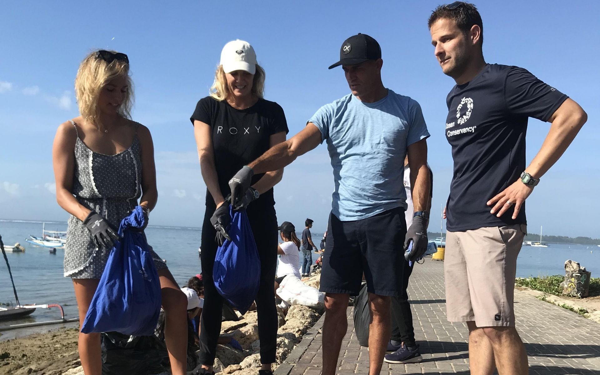 The Surfers Squad with Nicholas Mallos of Ocean Conservancy's Trash Free Seas Program at the beach cleanup in Bali