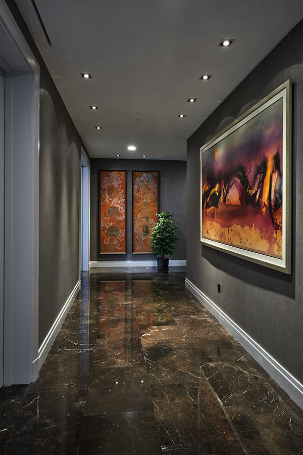 An art-adorned hallway
