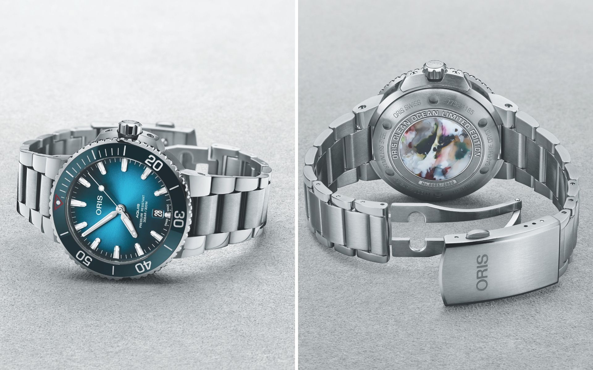 The Clean Ocean Limited Edition with recycled PET medallion on the caseback