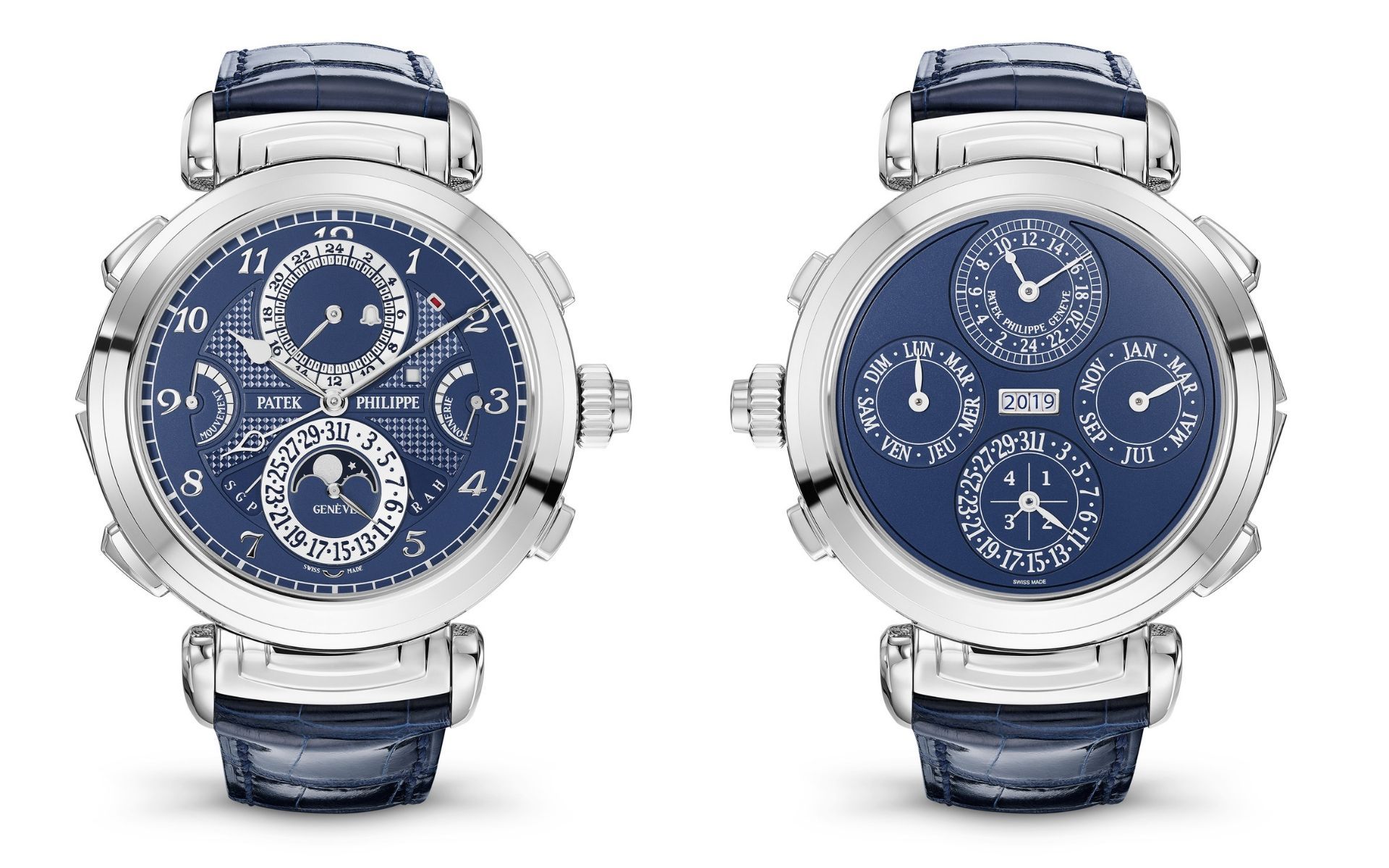 Chiming watch with dials in opaline blue