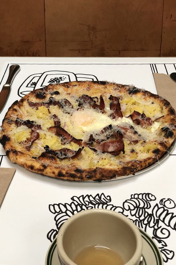 Excellent breakfast pizza at Jon & Vinny's