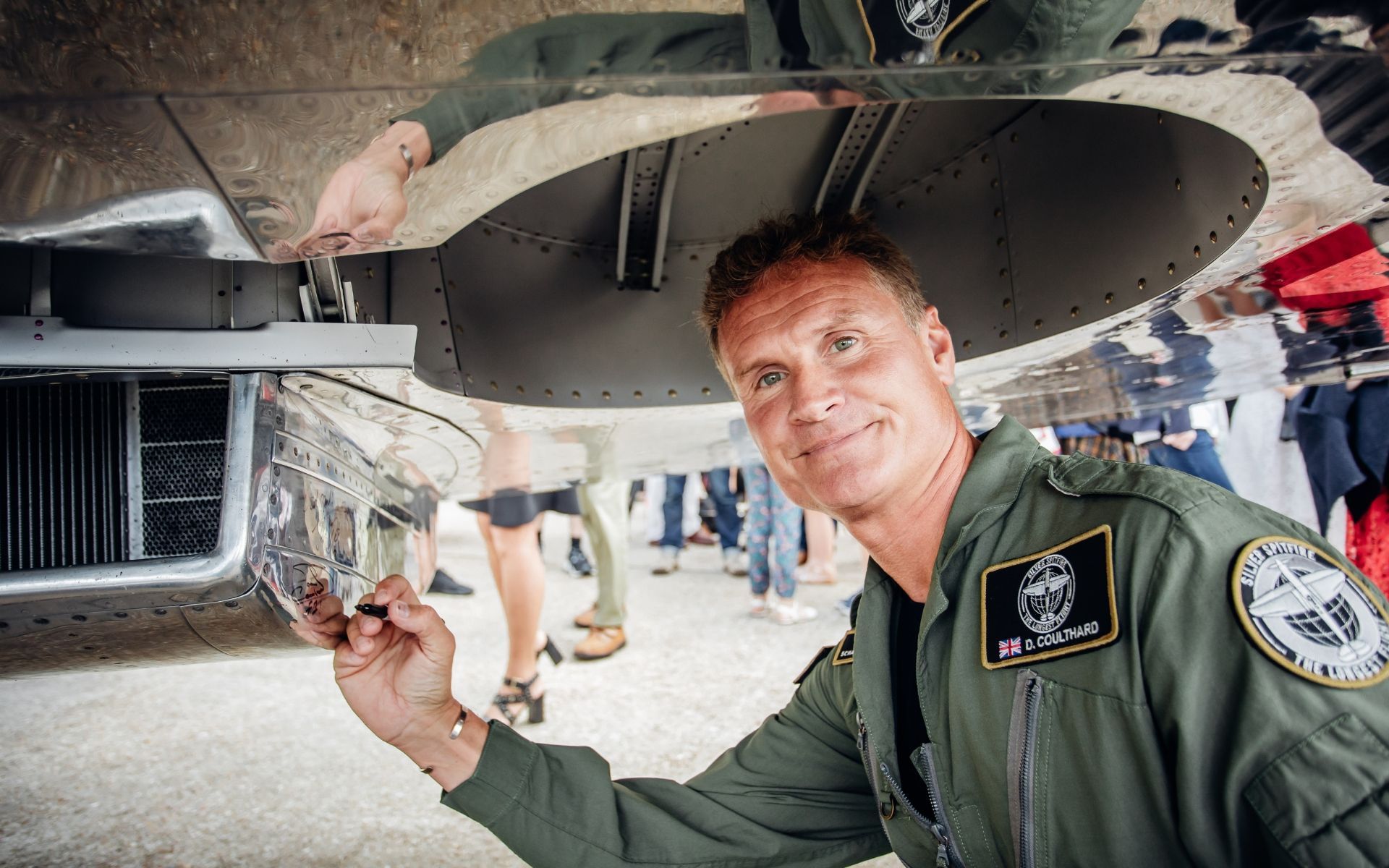 David Coulthard signing the Silver Spitfire