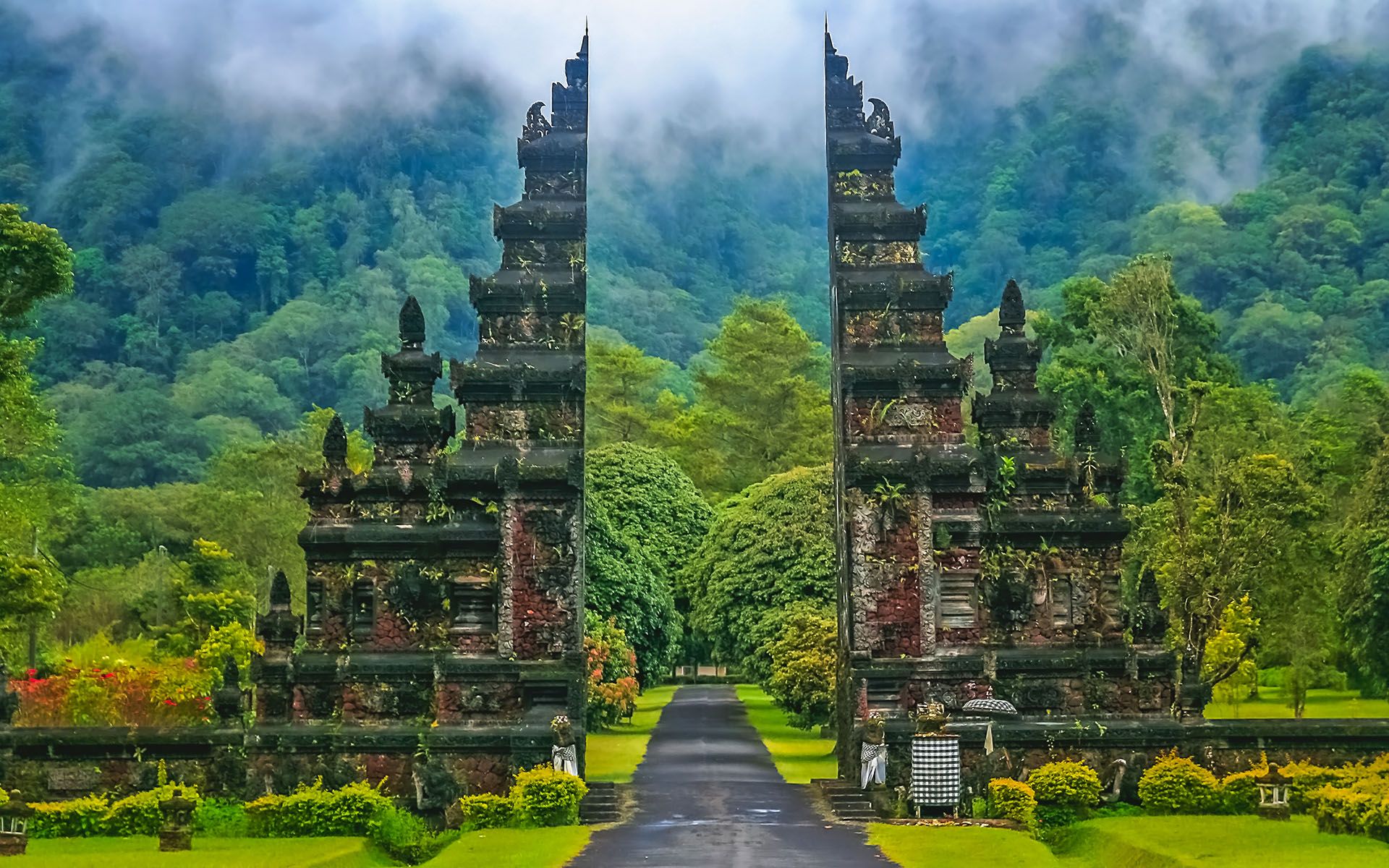 Gates to one of the Hindu temples in Bali in Indonesia