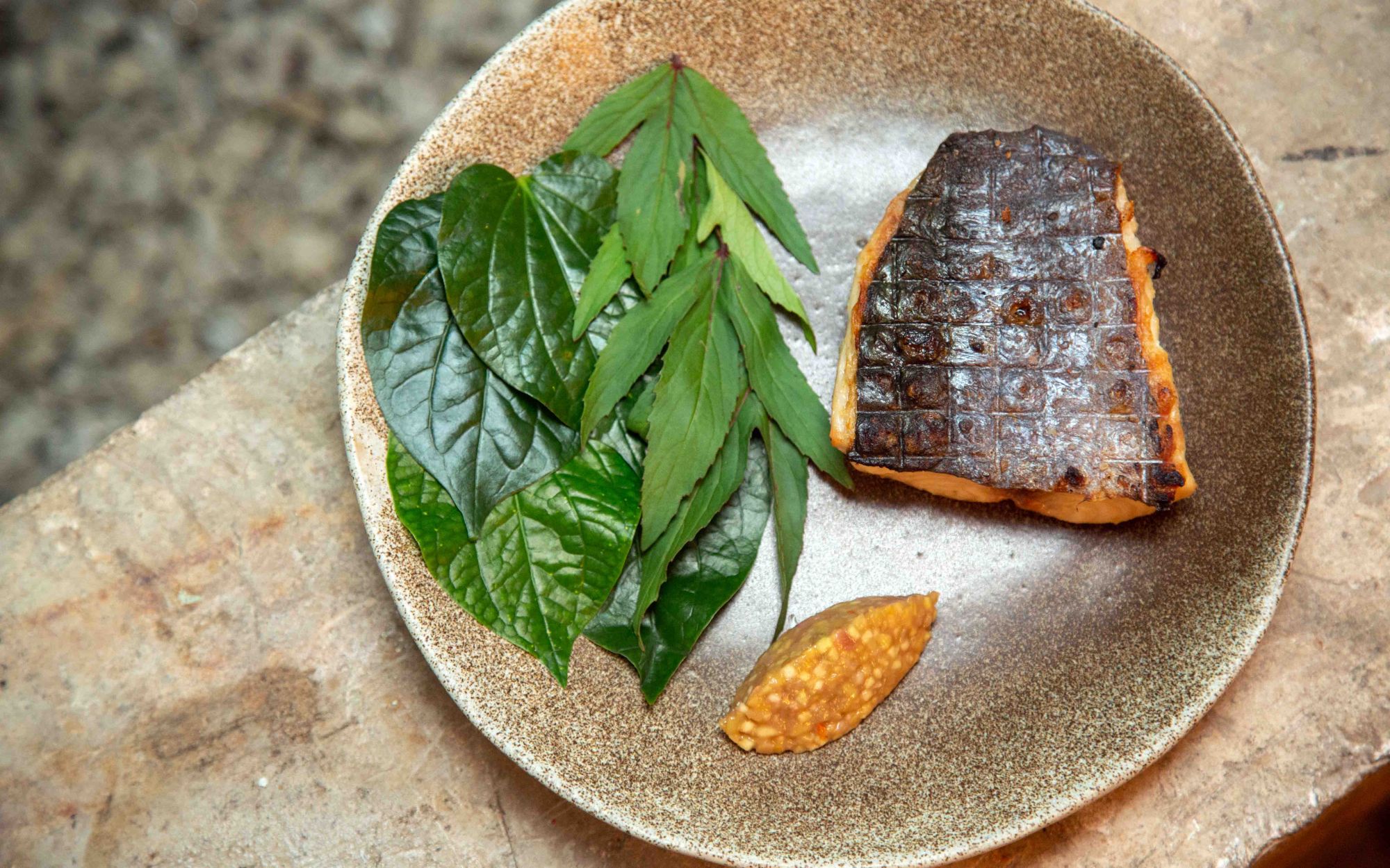Deep-fried Ikan Kembong with budu mayo
