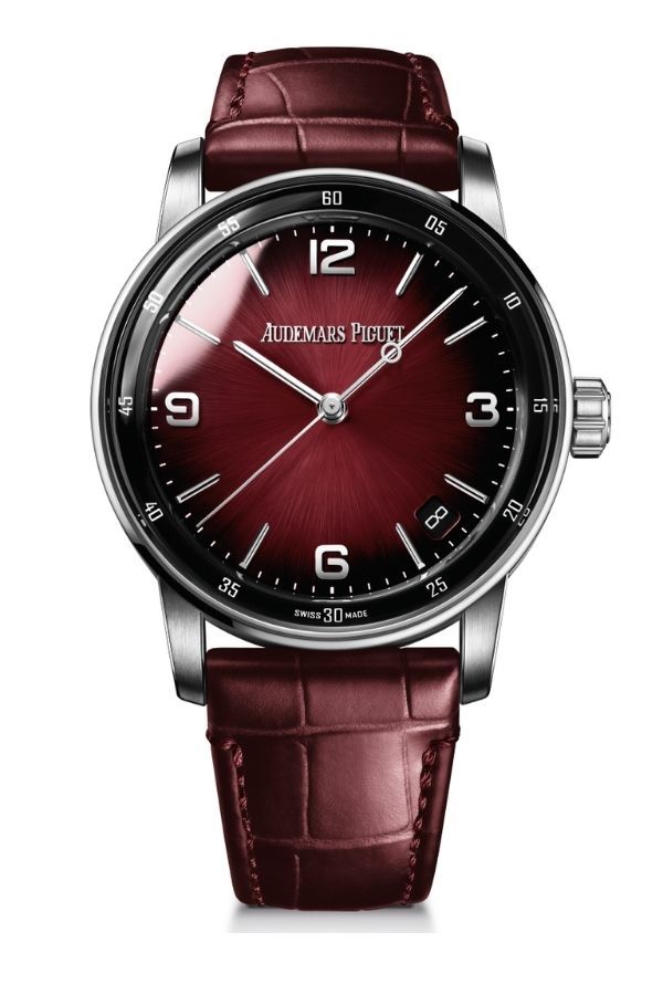 Self-winding with smoked burgundy lacquered dial