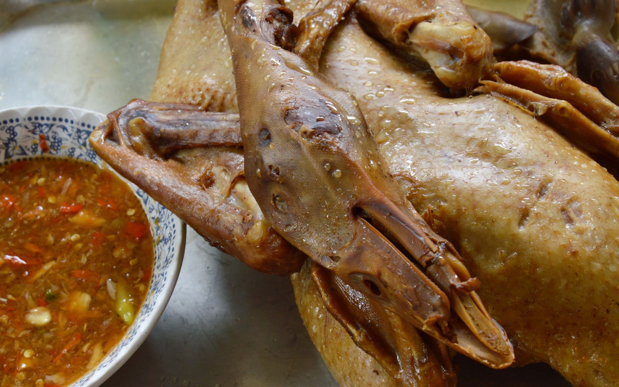 boiled duck in brown soup make offering to the ancestor spirits