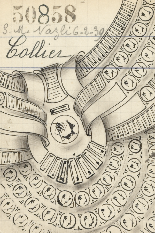 Sketches for the diamond necklace for Queen Nazli of Egypt, 1939