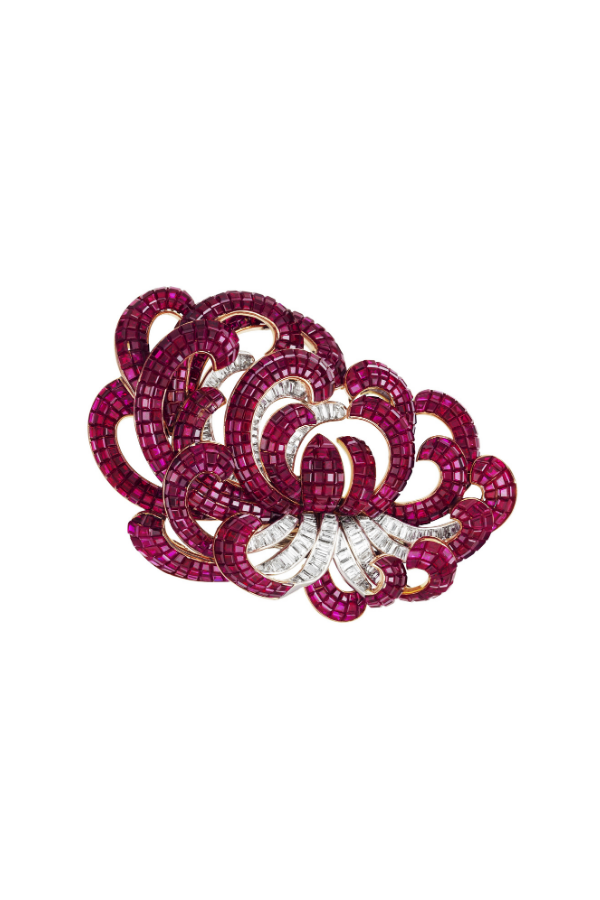 Chrysanthemum clip with rubies, 1937