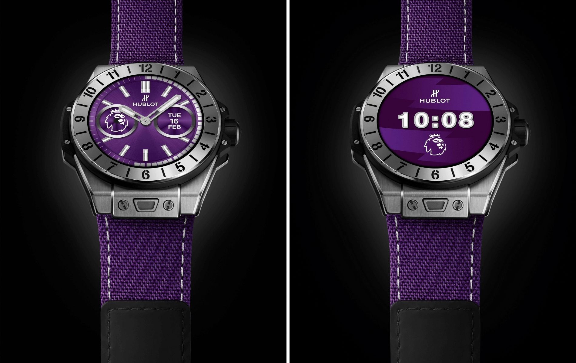 Hublot Big Bang e Premier League can switch between an analog dial and a digital dial