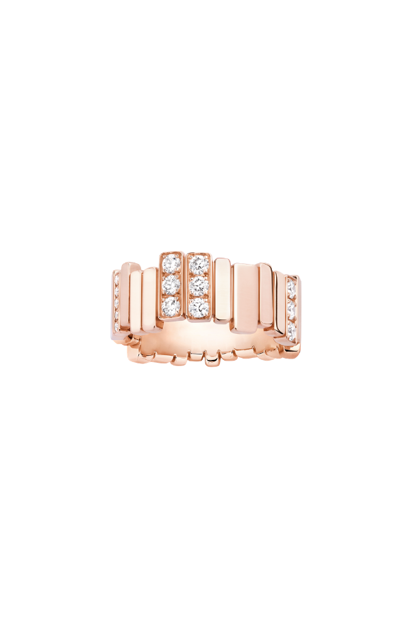 Gem Dior ring in rose gold with pavé diamonds