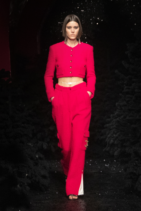 Cropped ensembles, seen in the spring collection, have made a bright comeback