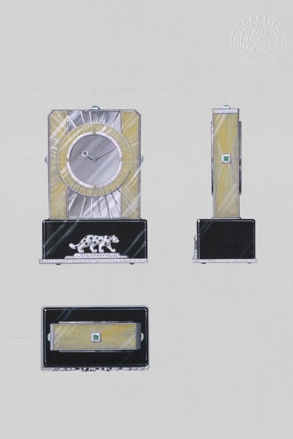 Cartier Mini Panthère Mystery Clock in yellow