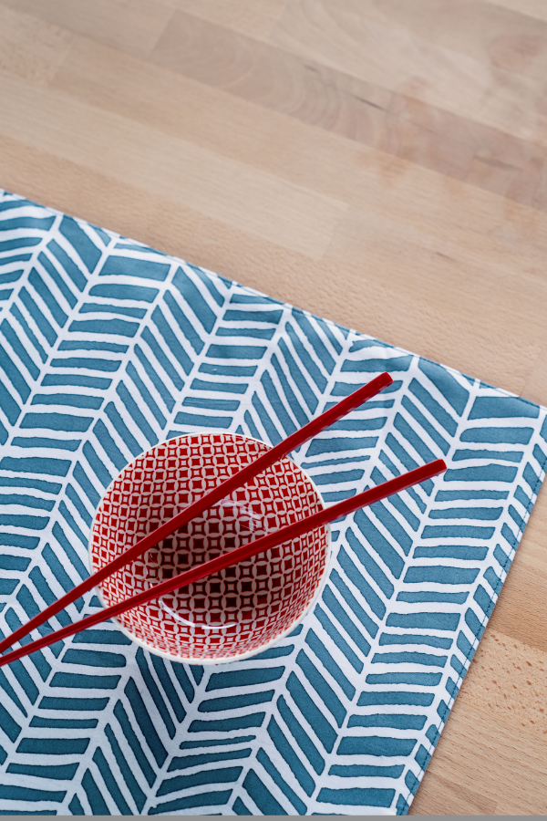 Batik table runner - Grey Banana Leaf