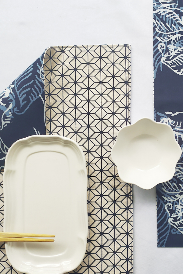 Blue Nautical Fern reversible placemats