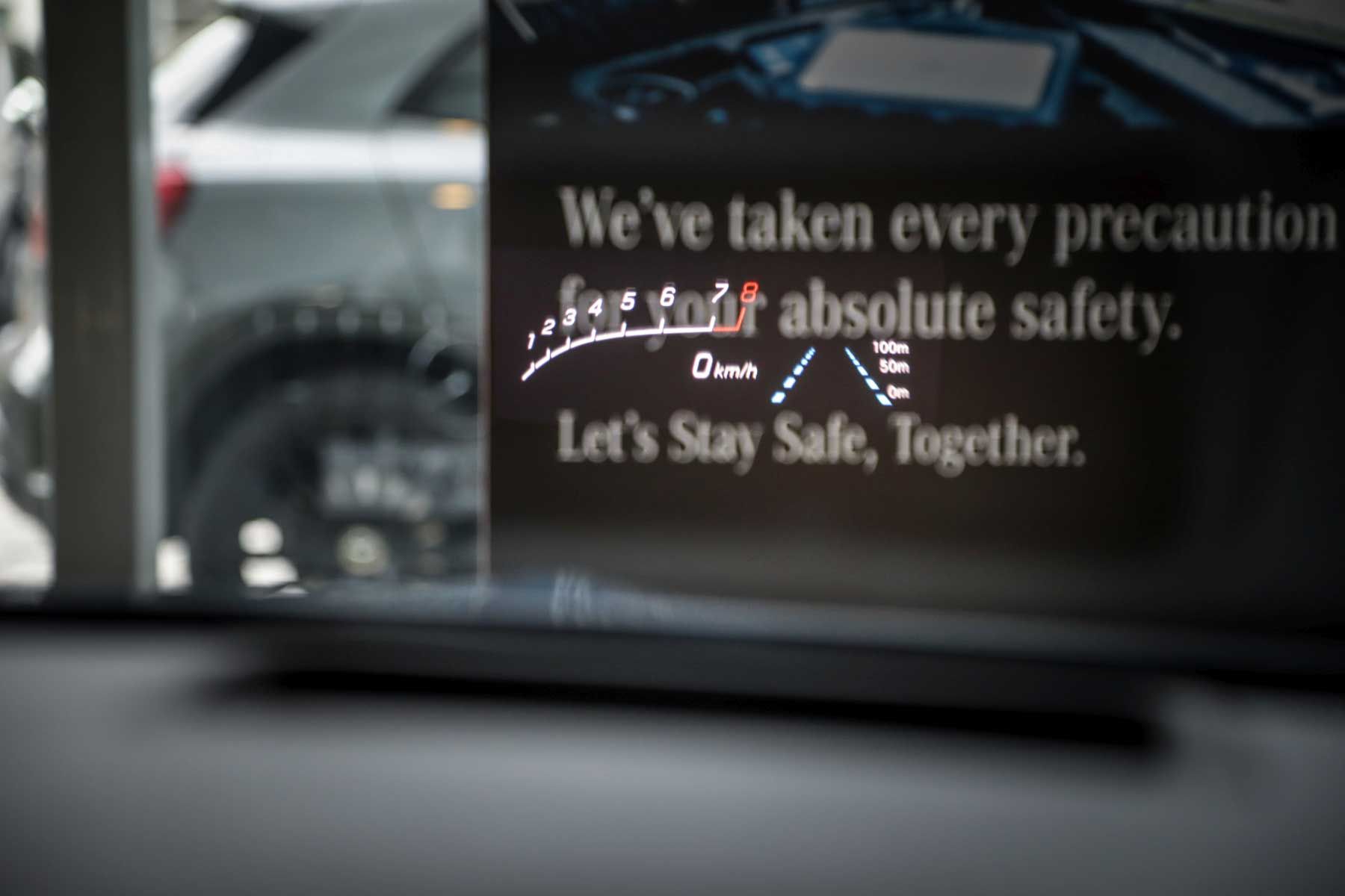A new a heads up display projects essential information on the windshield.