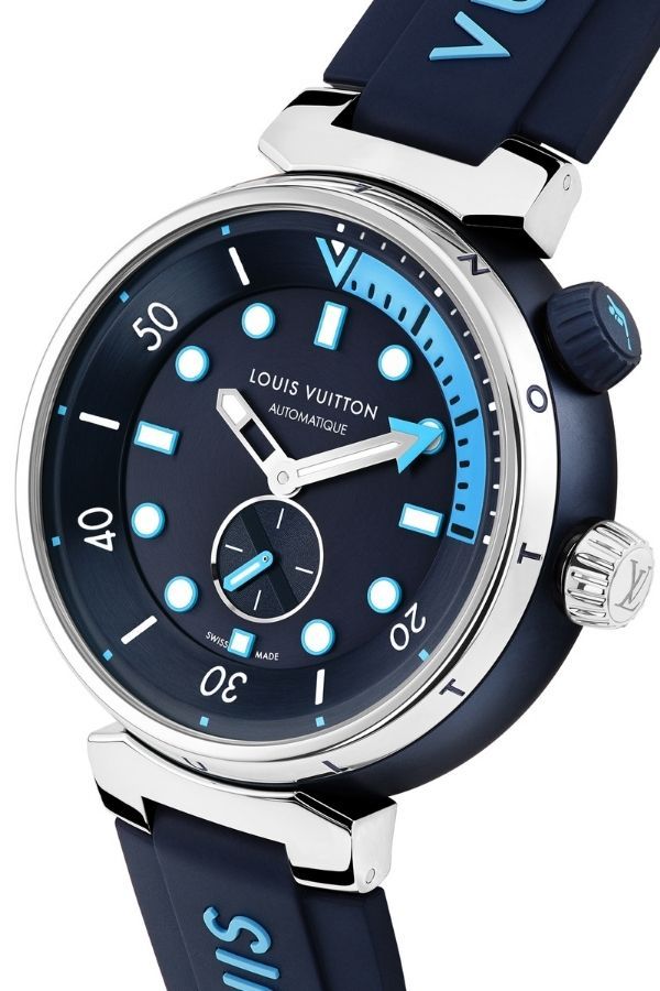 Louis Vuitton Tambour Street Diver in 44mm stainless steel case with deep blue dial