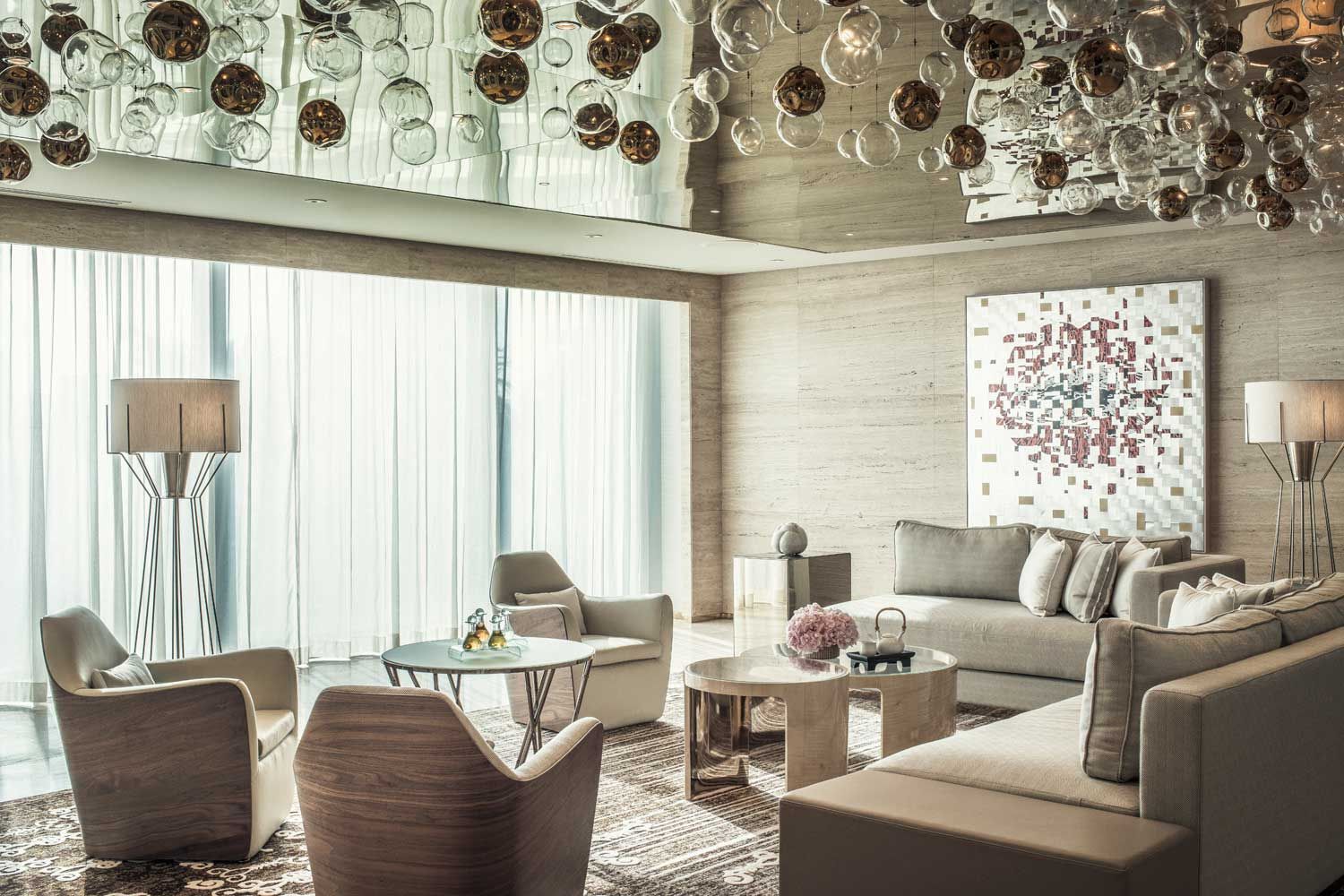 The waiting area at The Spa at Four Seasons Hotel Kuala Lumpur