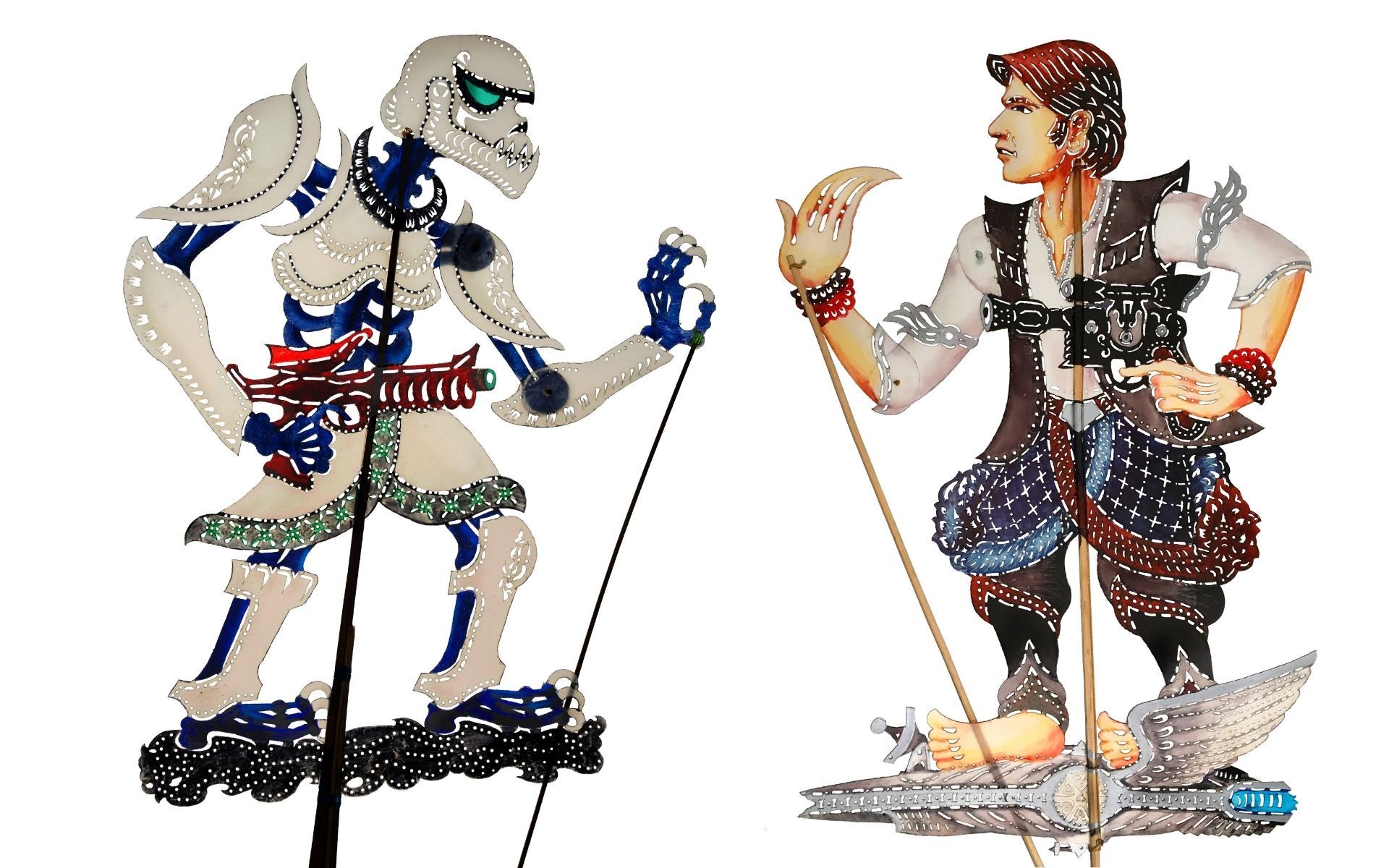 "Hulubalang Empayar" and "Hans Solong" wayang kulit puppets
