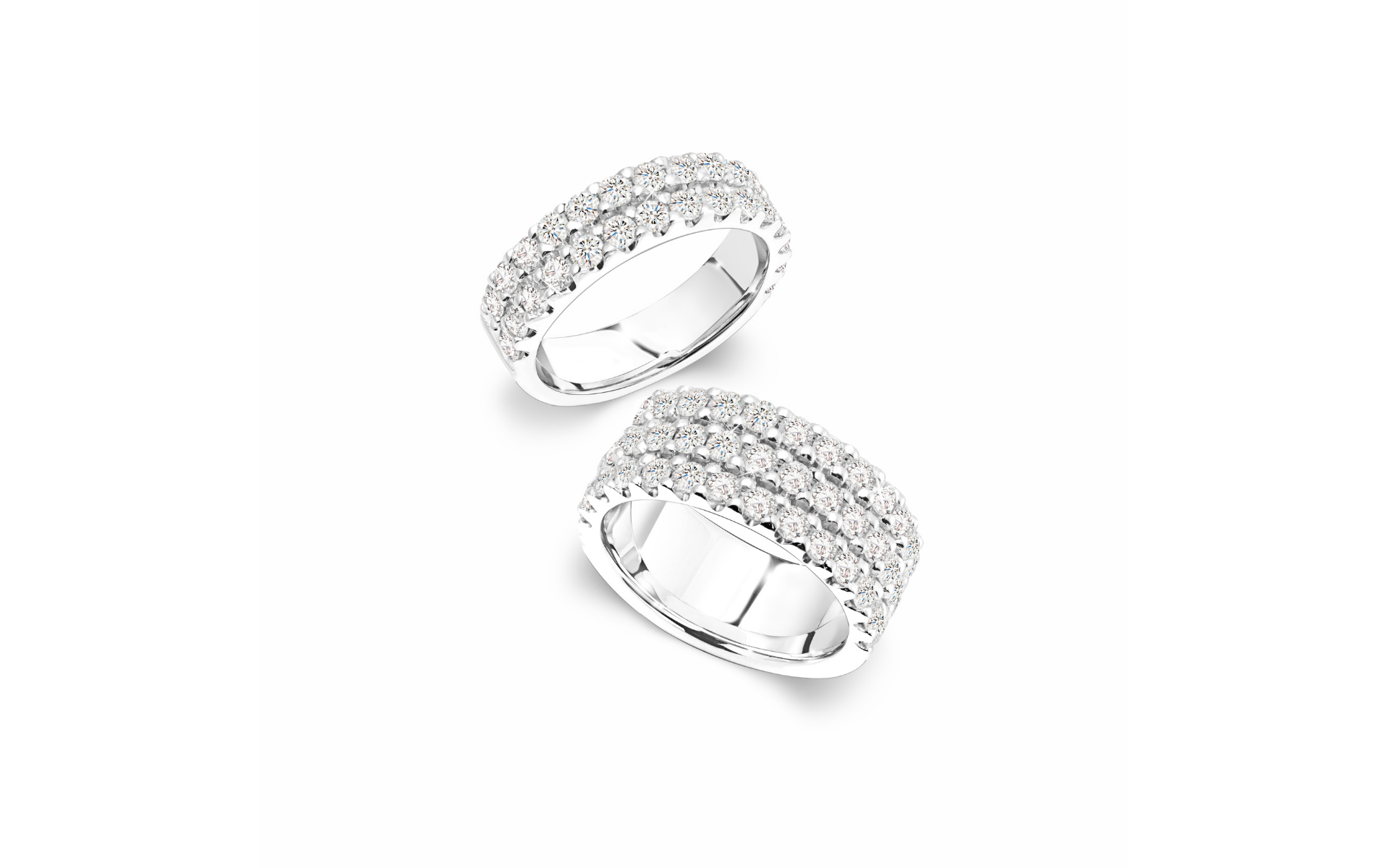The Love Diamond double row and triple row half eternity ring