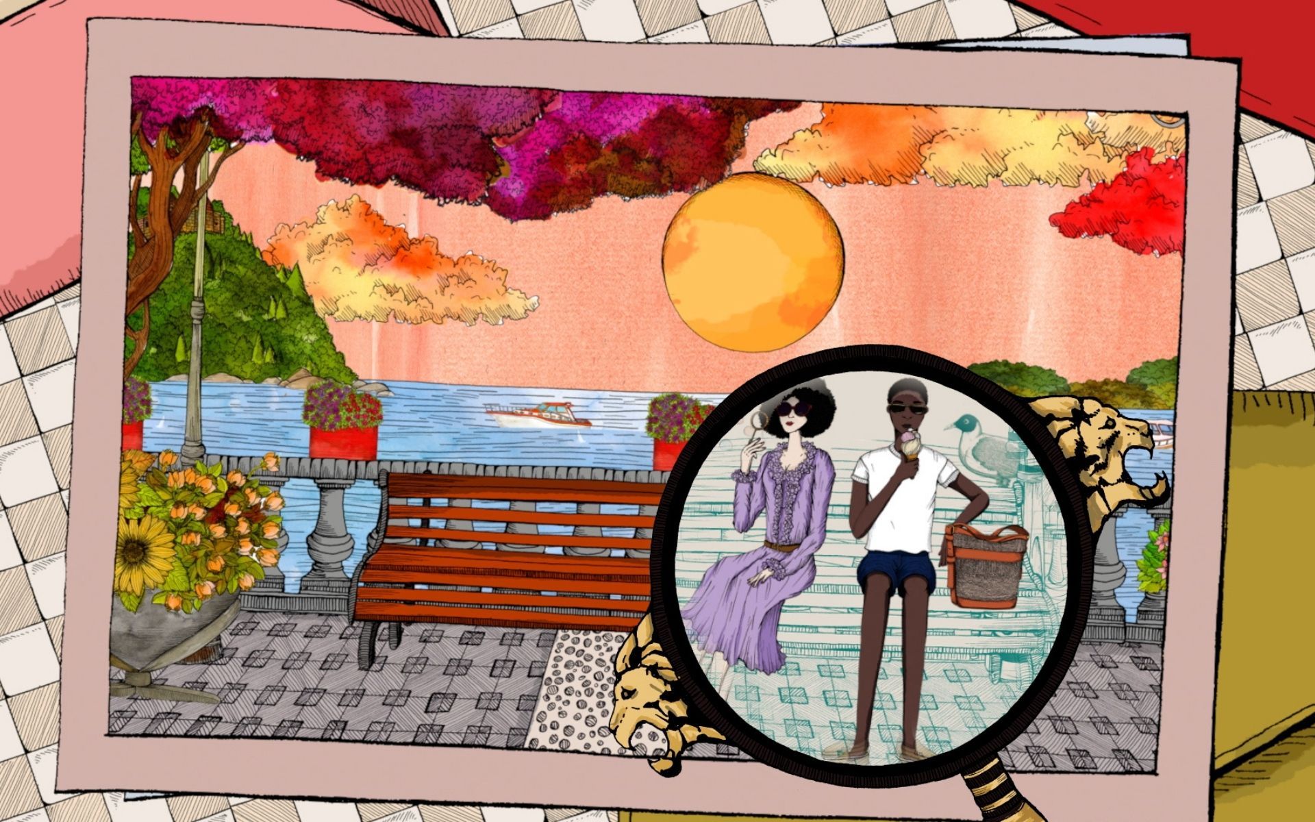 A surrealistic illustration depicting the perfect Italian summer by Andrea Tarella