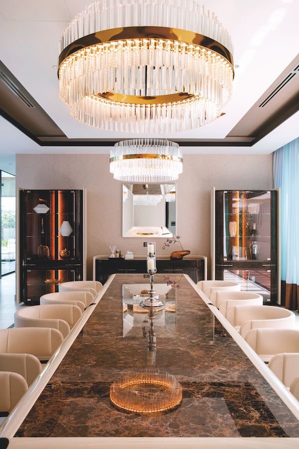 The dining room embodies modern understated luxury