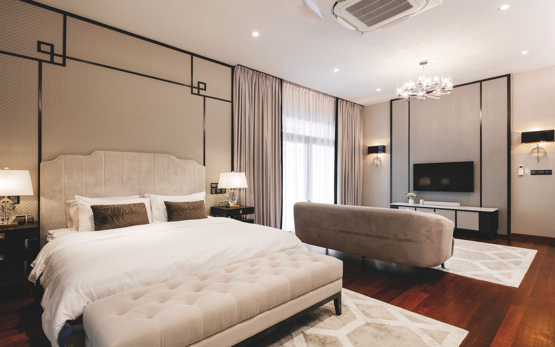 Beiges and creams create a sophisticated palette for the 2nd daughter’s junior suite