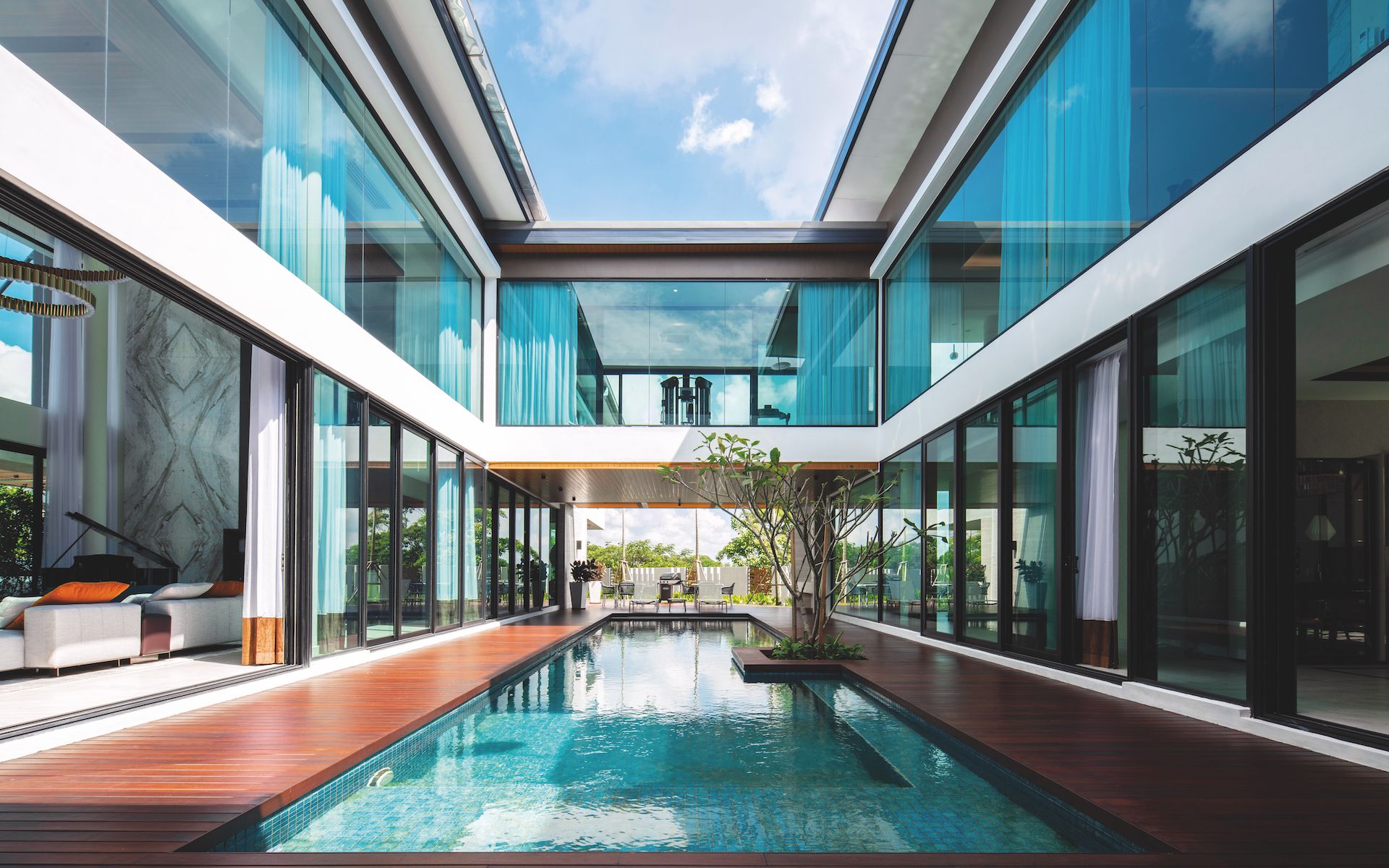 All interior views were orienteered to the serene swimming pool