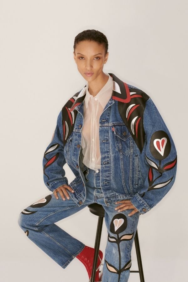 Georgia Palmer in the Upcycled by Miu Miu with Levi's collection