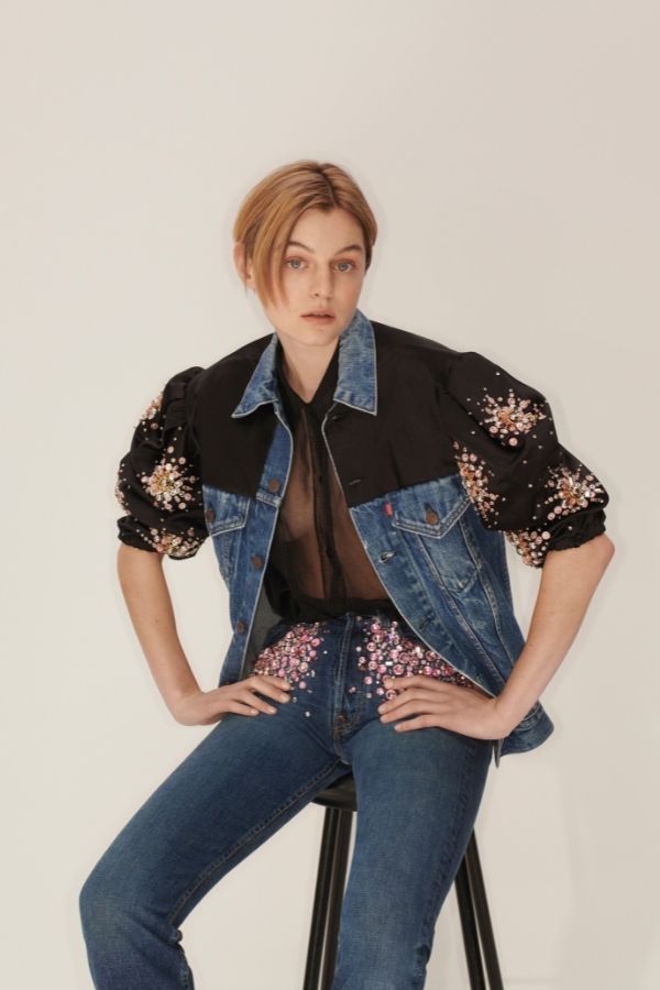Emma Corrin in the Upcycled by Miu Miu with Levi's collection