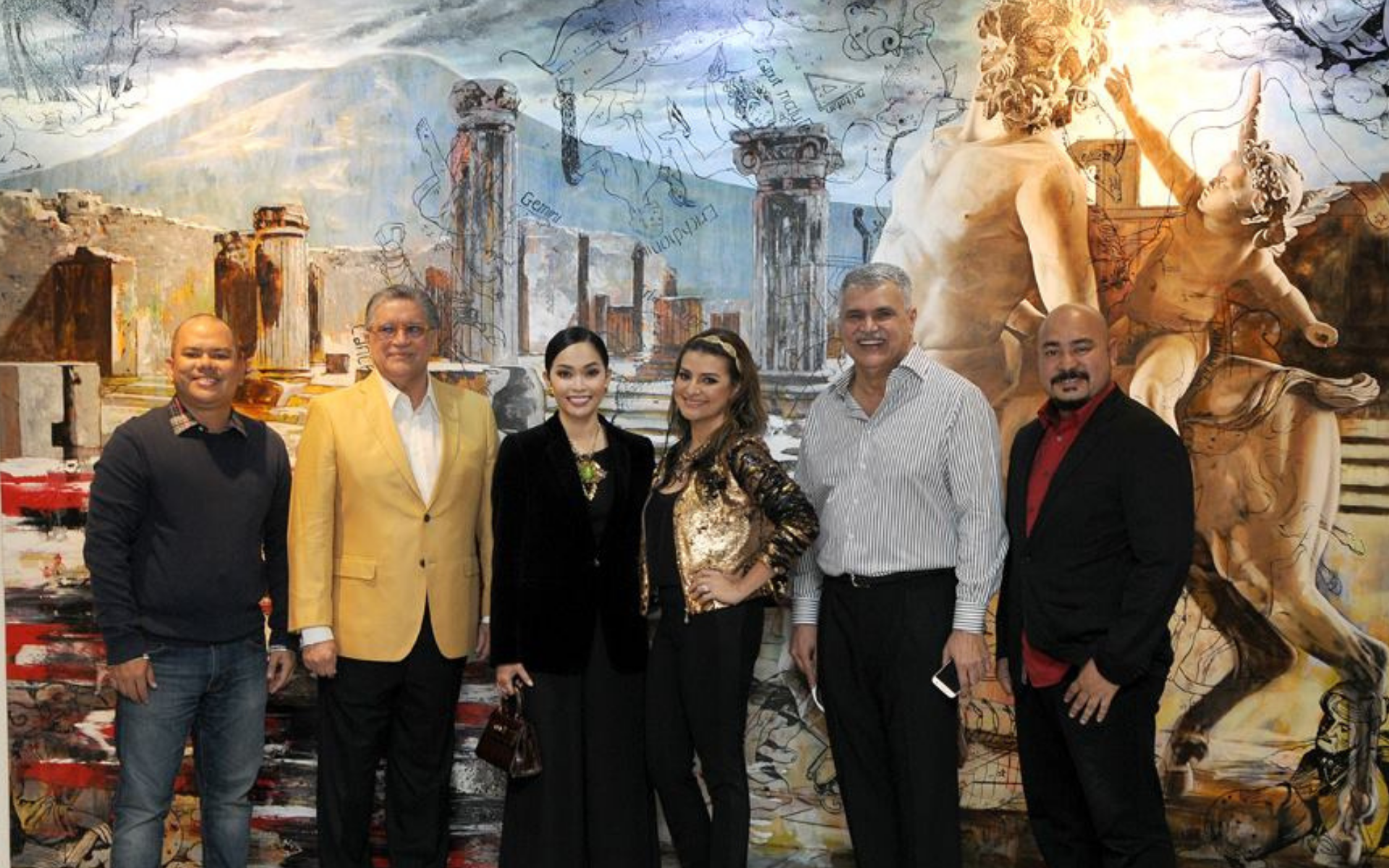 Leila with family and friends in front of Ahmad Fuad Osman's Vesuvius