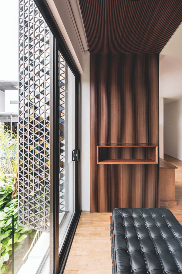 The interplay of the screens with light changes throughout the day