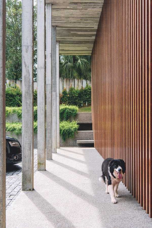Concrete and timber were used liberally throughout the house