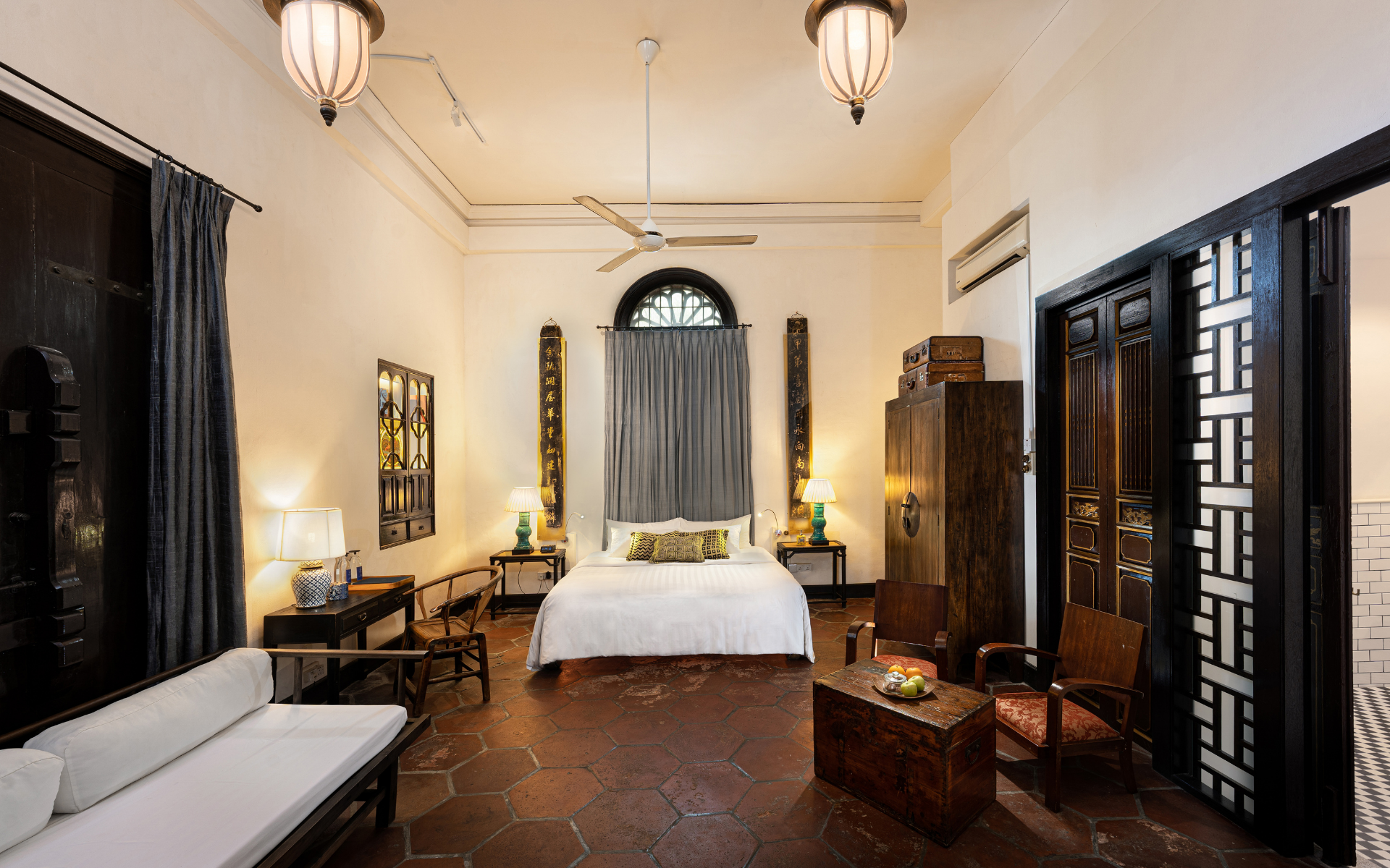 Rooms in the mansion have been done up in appropriately period syle with the addition of modern amenities