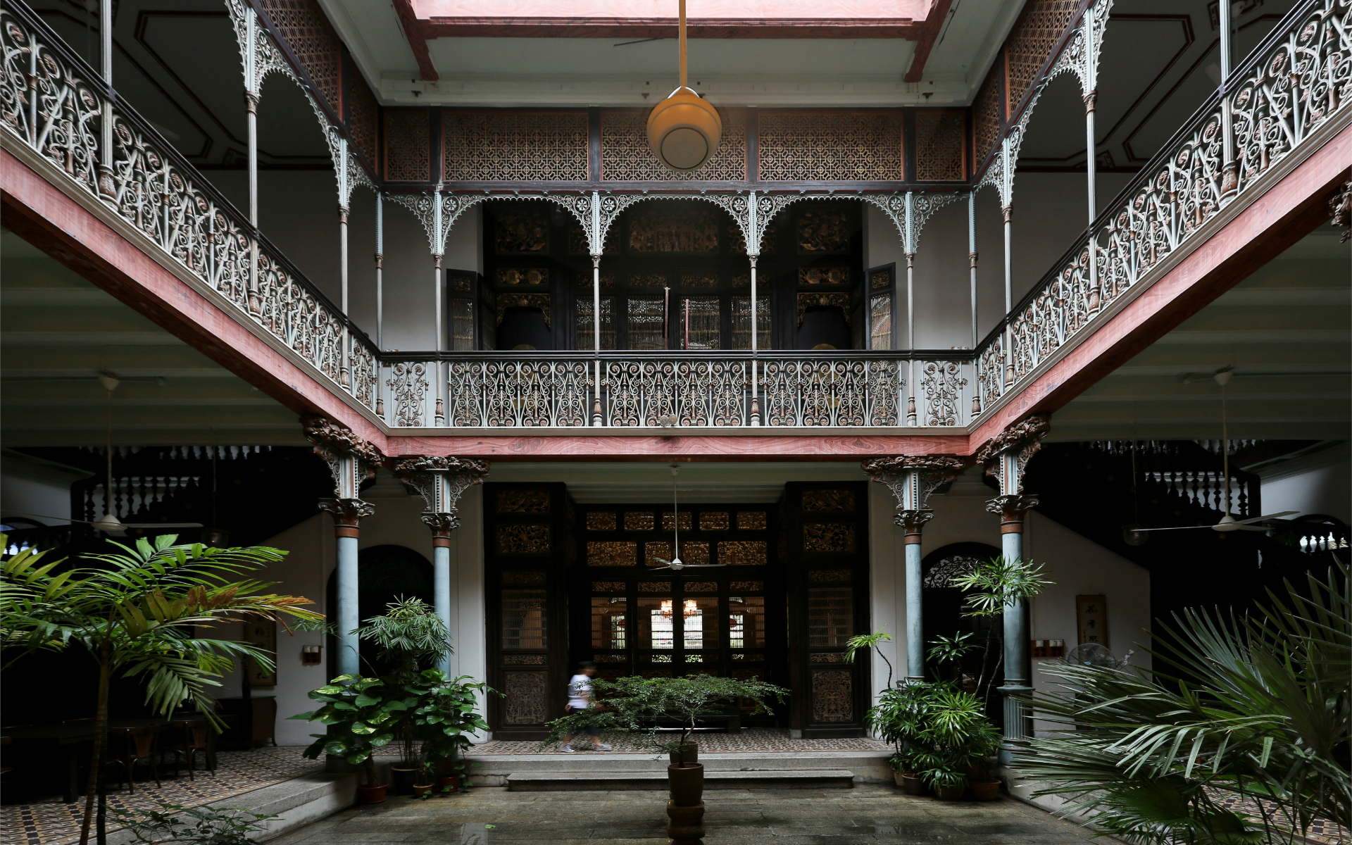 The magnificent internal courtyard in the Cheong Fatt Tze Mansion