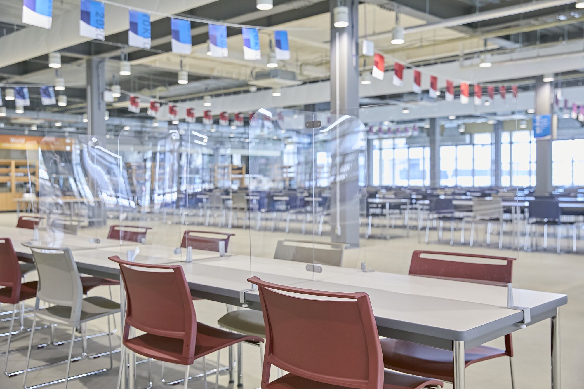 Plexiglass screens have been put up in the Dining Hall as social distancing measures (Photo: Courtesy of Tokyo 2020)