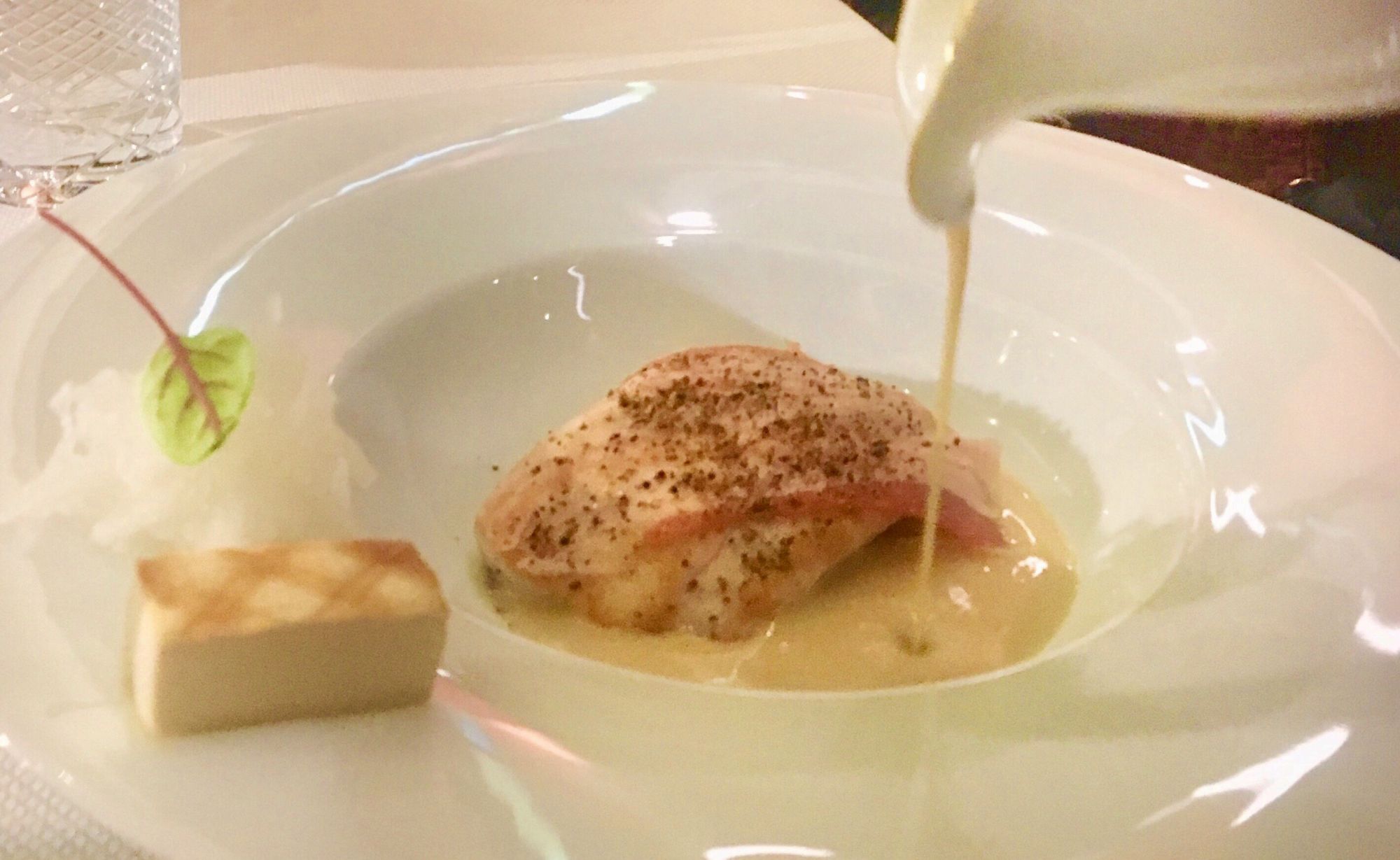 Pollock, Choucroute, Smoked Bacon, Tofu, Juniper Berries