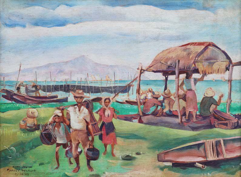 Carlos "Botong" Francisco | Wawa, Angono Rizal | signed and dated 1963 (lower left) | oil on canvas | 21” x 28” (53 cm x 71 cm)  The auction will be at 2:00 PM, Saturday, December 2, 2017 at Eurov