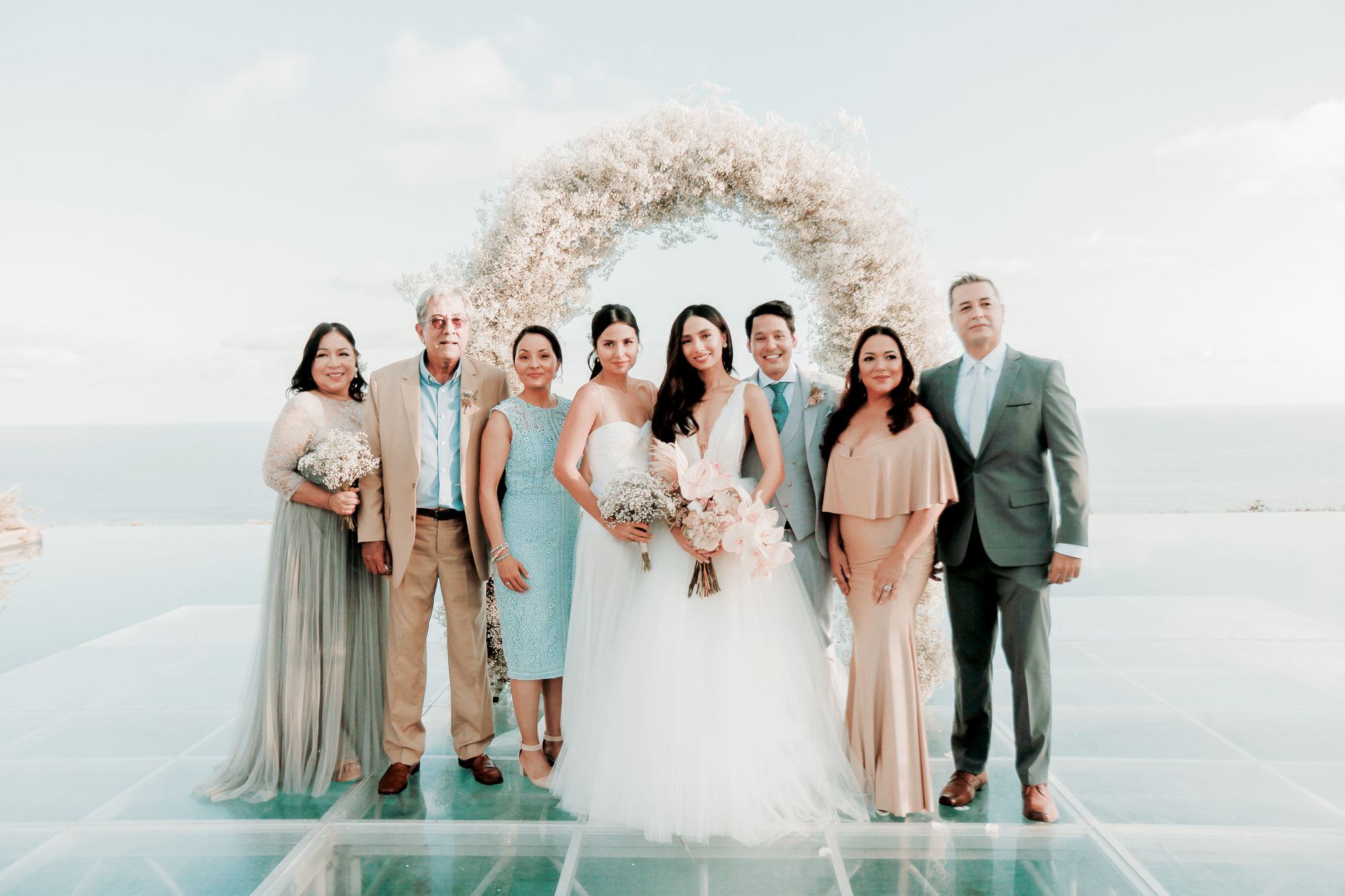 The newlyweds with Coroy Diaz, Jose Cajucom, Denise Qvist, Andrea Hawken, Cathy Romero Salas, and Robin da Roza